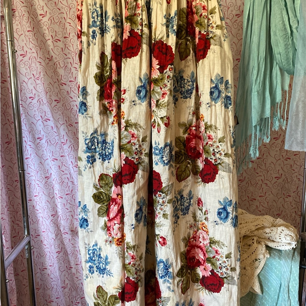 Floral Maxi Skirt with Red and Blue Flowers